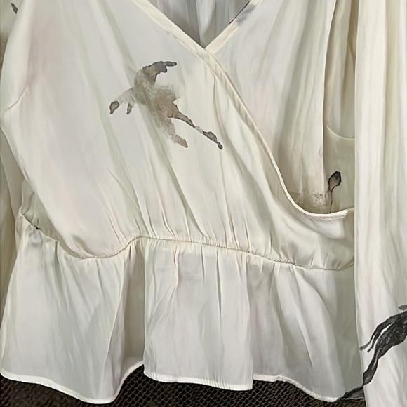 GRADE & GATHER WOMENS FAUX WEAP FRONT  BLOUSE MEDIUM - Picture 12 of 17